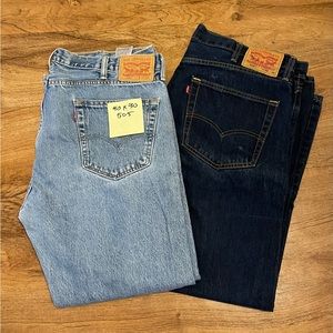 Levi's 505 Jeans Mens 40x30 Medium Wash Regular Fit Blue Cotton Stretch Denim